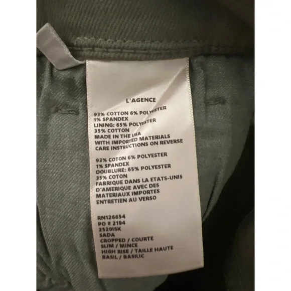 NWT L'AGENCE Sada Jean Basil 25